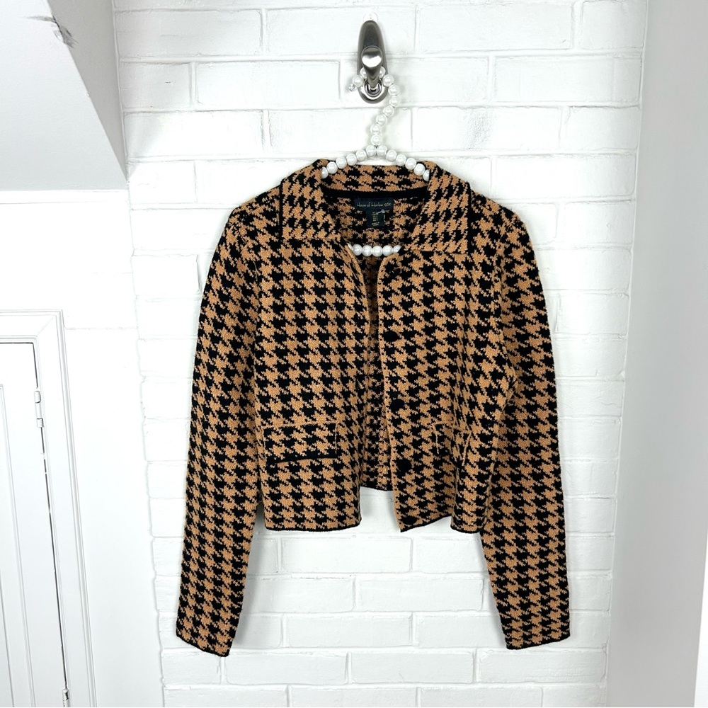 House Of Harlow Houndstooth Knit Cropped Jacket Size S